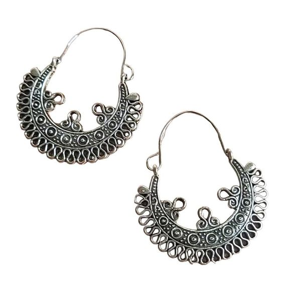 Fashion Jewelry Jewelry - 💜 Bohemian Matte Silver Tone Hoop | Gifts for Her